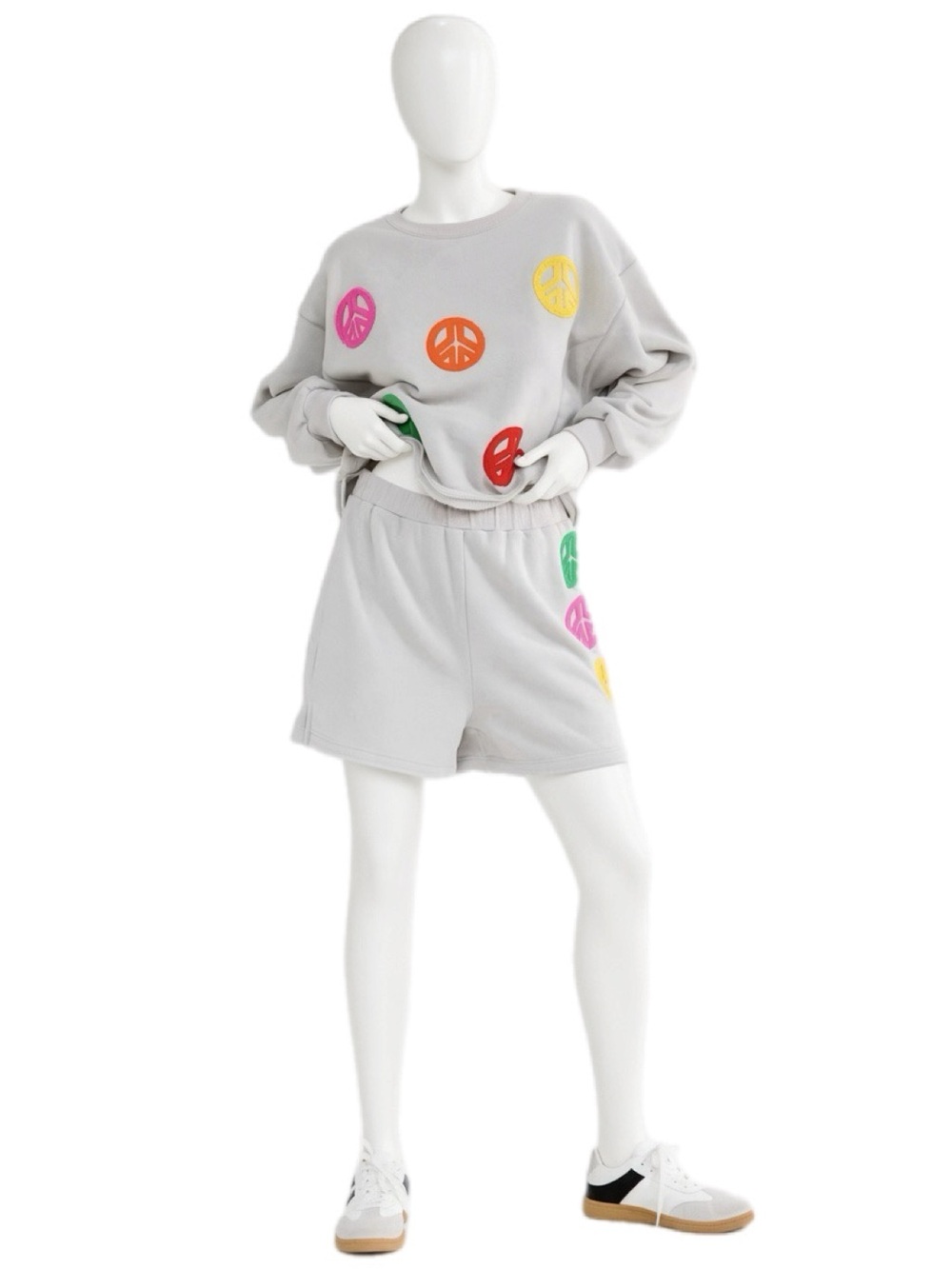 BLUE B chenille peace sweatshirt and shorts set S M L